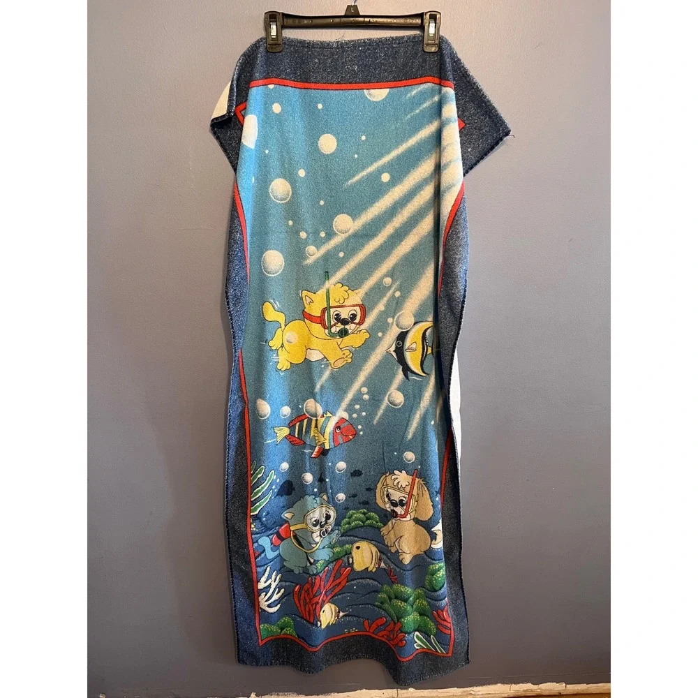 Vintage Puppies And Kitties Underwater Adventure Snorkel Beach Towel‎ 54